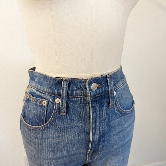 Madewell Classic Straight Animal Print Track High Rise Jean Blue 26 hipster - Picture 4 of 9